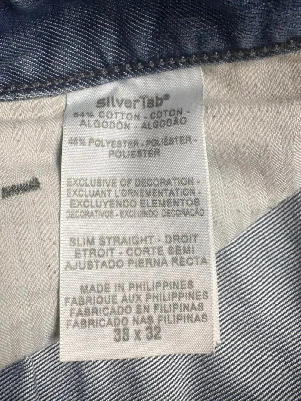 Levi's SilverTab Slim Straight Jeans 38x32 Blue Flap Pocket Y2K
